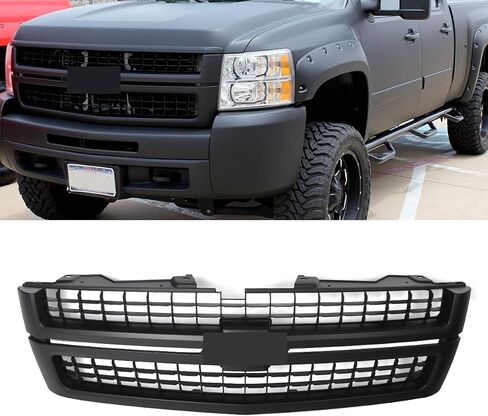 شبكة أمامية سوداء غير لامعة متوافقة مع 2007-2010 Chevy Silverado 2500 HD 3500 HD لاستبدال HC3Z-8200-BB in Kuwait