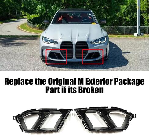 شبكة الكلى المصد الأمامي على طراز CSL متوافقة مع BMW G80 M3 G82 M4 2021-2025 المصد الأمامي غطاء إسفنجي للتصادم غطاء تهوية لتهوية مجاري الهواء زخرفة الشواية (أسود لامع) in Kuwait