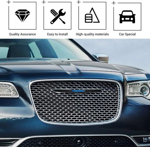 Hoolcar Front Bumper Grille Cover Molding Trim Exterior Accessories for 2015-2022 Chrysler 300, Carbon Fiber in Saudi Arabia