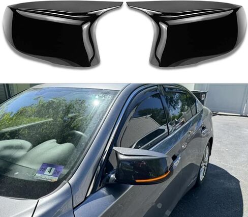 Rear Side Mirror Caps Compatible with Infi-niti Q50 Q60 Q70 QX30 QX50 Q50L, Passenger & Driver Side Mirror Cover Replacement, Bonus Blind Spot Mirrors Included (Carbon Black) in Saudi Arabia