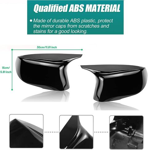 Rear Side Mirror Caps Compatible with Infi-niti Q50 Q60 Q70 QX30 QX50 Q50L, Passenger & Driver Side Mirror Cover Replacement, Bonus Blind Spot Mirrors Included (Carbon Black) in Saudi Arabia