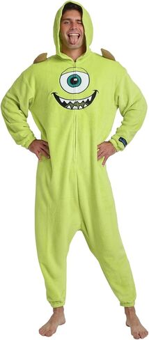 بدلة تنكرية من Bioworld Monsters Inc Mike Wazowski للبالغين باللون الأخضر بأكمام طويلة وغطاء للرأس من Kigurumi in Saudi Arabia