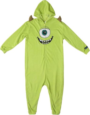 بدلة تنكرية من Bioworld Monsters Inc Mike Wazowski للبالغين باللون الأخضر بأكمام طويلة وغطاء للرأس من Kigurumi in Saudi Arabia
