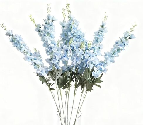 Daohe Delphinium Artificial Flowers 8PCS Larkspur Bulk Silk Flowers 33.5 in Long Stem Fake Flowers for Home Garden Wedding Floral Arrangements Decor (8, White) in Saudi Arabia