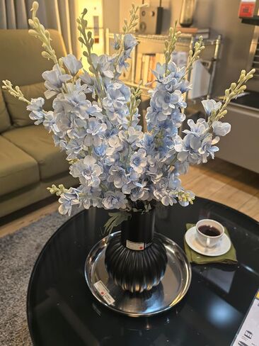 Daohe Delphinium Artificial Flowers 8PCS Larkspur Bulk Silk Flowers 33.5 in Long Stem Fake Flowers for Home Garden Wedding Floral Arrangements Decor (8, White) in Saudi Arabia