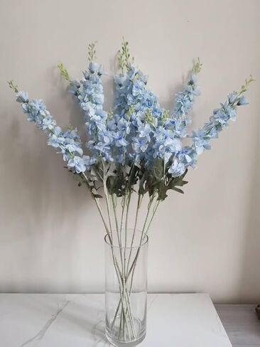 Daohe Delphinium Artificial Flowers 8PCS Larkspur Bulk Silk Flowers 33.5 in Long Stem Fake Flowers for Home Garden Wedding Floral Arrangements Decor (8, White) in Saudi Arabia