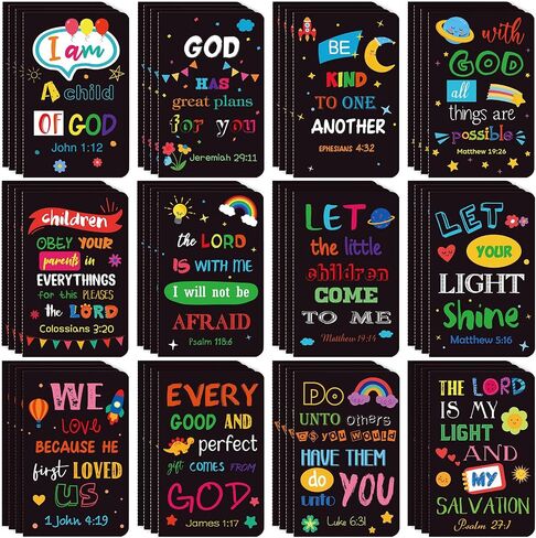 Faccito 24 Pcs Christian Inspirational Mini Notepads Bible Verse Notebook Scripture Small Notebook Religious Motivational Small Pocket Notepads Christian Gifts for School Office (Simple) in Kuwait