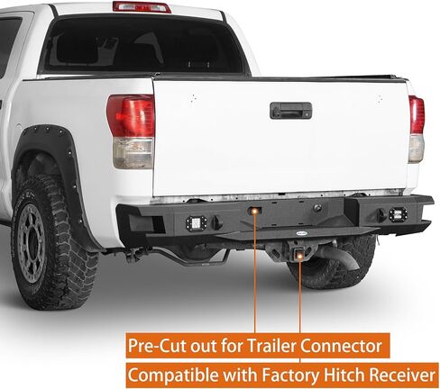 Hooke Road Tundra Rear Bumper Full Width Back Step Bumper with LED Lights for Toyota Tundra 2007 2008 2009 2010 2011 2012 2013 Pickup Truck in Saudi Arabia