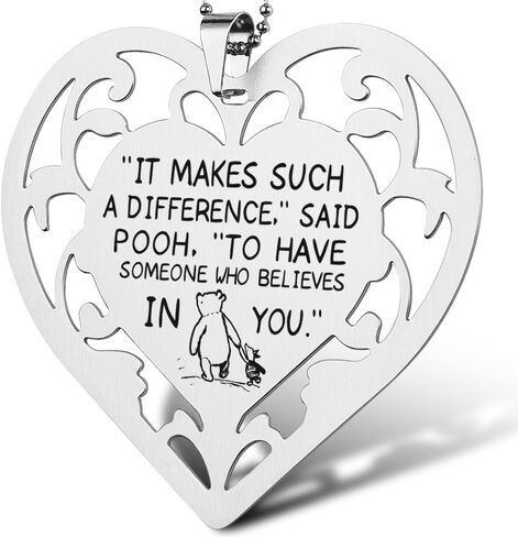 Pooh Quote Stainless Steel Heart Ornament, “It Makes Such a Difference" Hollow Heart Hanging Tag, Inspirational Gift for Friend, Belief and Support Keepsake, Motivational Decor,XXU2 in Saudi Arabia