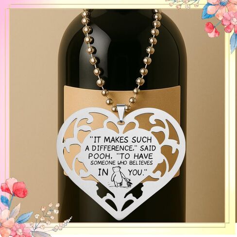 Pooh Quote Stainless Steel Heart Ornament, “It Makes Such a Difference" Hollow Heart Hanging Tag, Inspirational Gift for Friend, Belief and Support Keepsake, Motivational Decor,XXU2 in Saudi Arabia