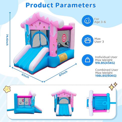 Inflatable Bounce House - 8-in-1 Bouncer House for Kids Ages 3-8, Indoor & Outdoor Bouncy Jumping Castle Slide with Blower for Backyard Birthday Party in Saudi Arabia