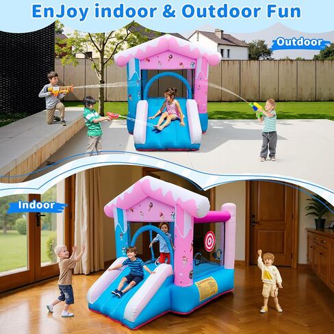 Inflatable Bounce House - 8-in-1 Bouncer House for Kids Ages 3-8, Indoor & Outdoor Bouncy Jumping Castle Slide with Blower for Backyard Birthday Party in Saudi Arabia