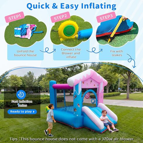 Inflatable Bounce House - 8-in-1 Bouncer House for Kids Ages 3-8, Indoor & Outdoor Bouncy Jumping Castle Slide with Blower for Backyard Birthday Party in Saudi Arabia