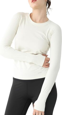 Womens Workout Tops Short Long Sleeve Gym Shirts Breathable Athletic Yoga Tops Compression Underscrubs Seamless T-Shirt in Kuwait