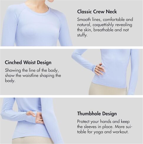 Womens Workout Tops Short Long Sleeve Gym Shirts Breathable Athletic Yoga Tops Compression Underscrubs Seamless T-Shirt in Kuwait
