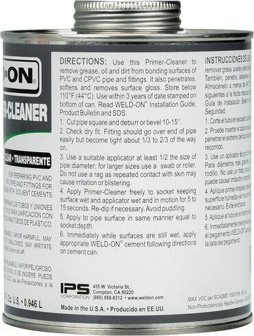 WELD-ON 10875 PC-64 PVC/CPVC Primer-Conditioner - Low-VOC, Purple, 1/4 Pint (4 fl oz) in Saudi Arabia