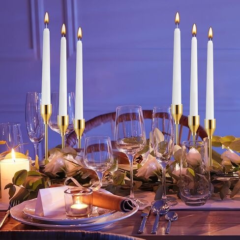 Inbagi 24 Pcs Gold Metal Candle Holders Gift Set Include Taper Candlestick Holders White Taper Stick Tall Candle for Wedding Dinning Anniversary Party in Saudi Arabia