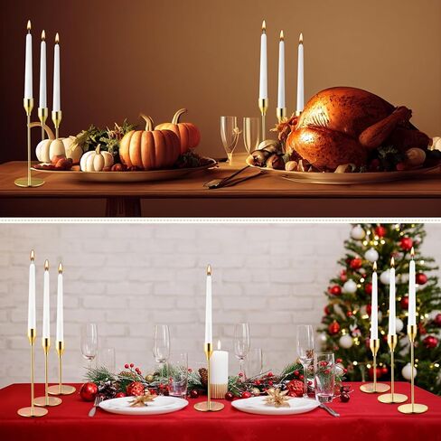 Inbagi 24 Pcs Gold Metal Candle Holders Gift Set Include Taper Candlestick Holders White Taper Stick Tall Candle for Wedding Dinning Anniversary Party in Saudi Arabia
