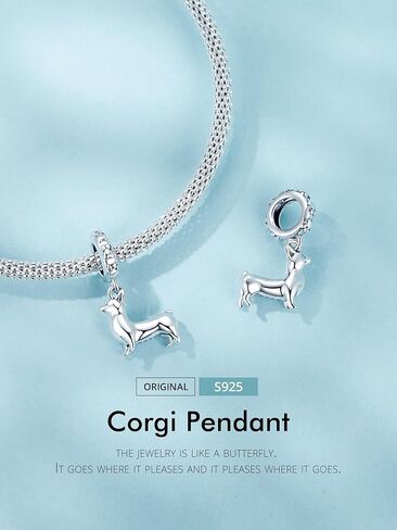 Running Corgi Dog Charms 925 Sterling Silver Cute Puppy Charms Pendant Fits Pandora Bracelet Necklace for Women in Kuwait