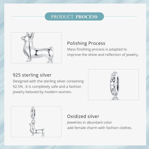 Running Corgi Dog Charms 925 Sterling Silver Cute Puppy Charms Pendant Fits Pandora Bracelet Necklace for Women in Kuwait