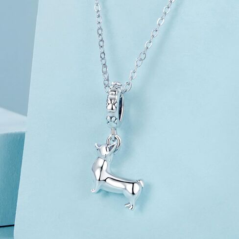 Running Corgi Dog Charms 925 Sterling Silver Cute Puppy Charms Pendant Fits Pandora Bracelet Necklace for Women in Kuwait