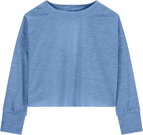 Girls Open Back Tops Long Sleeve Workout Shirts Crop Running Tshirt Y2K Yoga Tees Preppy Fashion Athletic Clothes in Saudi Arabia