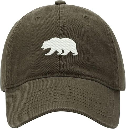 Men's Baseball Cap Bear California Embroidered Washed Cotton Vintage Dad Gifts Hat in Kuwait