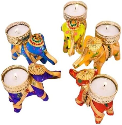 Handmade Decorative Elephant Tea Light Holder, Home Decor Lamp, Candle Light Lamp for Diwali, Wedding Decorative Handcarft for Gift in Kuwait