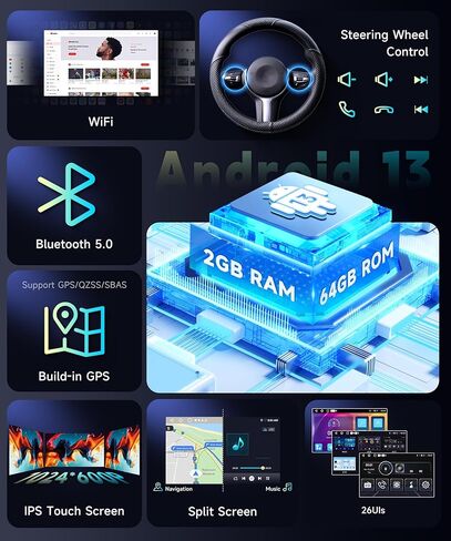 for Toyota Land Cruiser Prado 150 2010-2013 Car Stereo Radio with Snapdragon 8Core 4GB+64GB 9Inch IPS Touchscreen Wireless Carplay/Android Auto DSP Hi-Res 5/6GhzWiFi GPS Android 13 FM/RDS SWC Camera in Kuwait