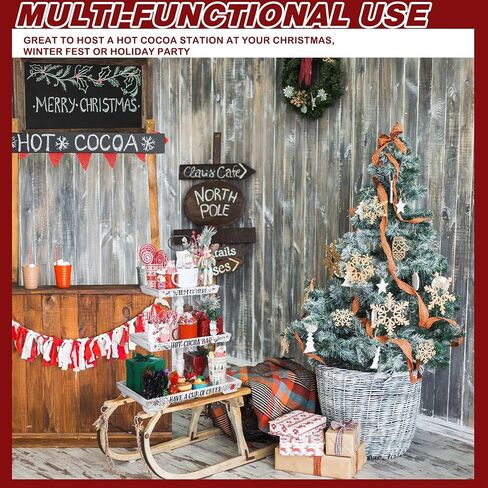 Christmas Hot Chocolate Bar Wood Cocoa Station Hot Cocoa Decorative Storage Box 3 Tier Chocolate Station Chocolate Bar Farmhouse Christmas Decorations for Home Office Kitchen Winter Gift in Saudi Arabia