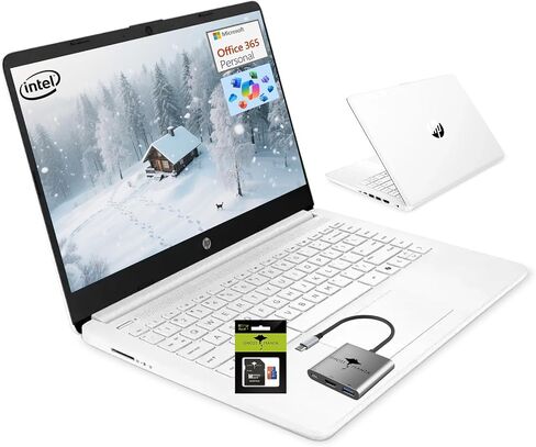 HP 14 "LAPTOP Light Ultral Light للطلاب والأعمال التجارية ، معالج Intel Celeron رباعي النواة ، ذاكرة الوصول العشوائي 8 جيجا بايت ، تخزين 192 جيجا بايت (128 جيجا بايت EMMC + 64GB Ghost Manta SD) ، HDMI ، WiFi ، USB-A&C ، Win 11 in Saudi Arabia