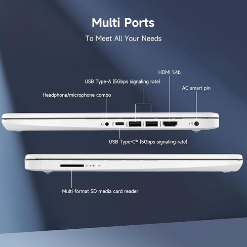 HP 14 "LAPTOP Light Ultral Light للطلاب والأعمال التجارية ، معالج Intel Celeron رباعي النواة ، ذاكرة الوصول العشوائي 8 جيجا بايت ، تخزين 192 جيجا بايت (128 جيجا بايت EMMC + 64GB Ghost Manta SD) ، HDMI ، WiFi ، USB-A&C ، Win 11 in Saudi Arabia