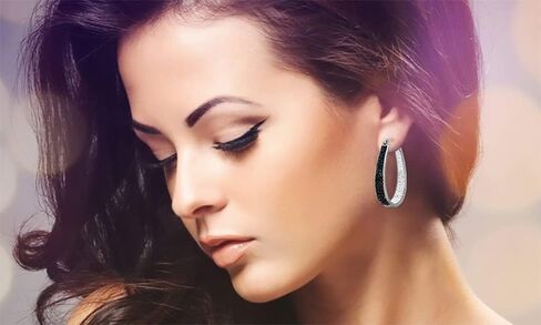 أقراط دائرية من الكريستال البيضاوي من أرجنتو ريالي، أقراط حلقية كريستال للنساء in Kuwait