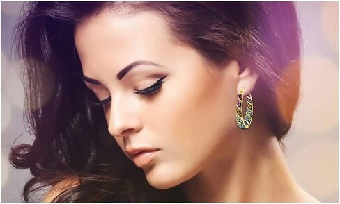 أقراط دائرية من الكريستال البيضاوي من أرجنتو ريالي، أقراط حلقية كريستال للنساء in Kuwait