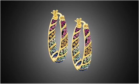 أقراط دائرية من الكريستال البيضاوي من أرجنتو ريالي، أقراط حلقية كريستال للنساء in Kuwait