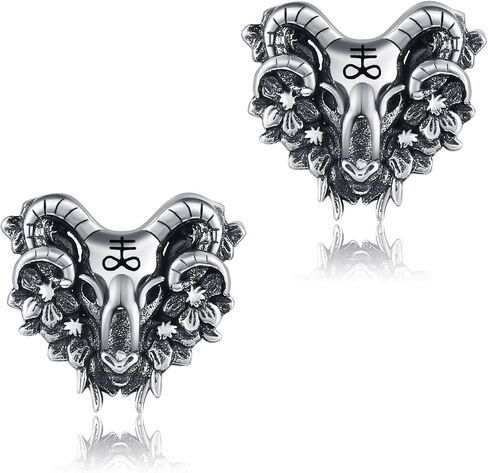 Raven/Viking/Satanic/Voodoo Doll/Bat/Skull/Anatomical Heart/Black Rose 925 Sterling Silver Gothic Earrings Goth Jewelry for Women Mom Halloween in Saudi Arabia