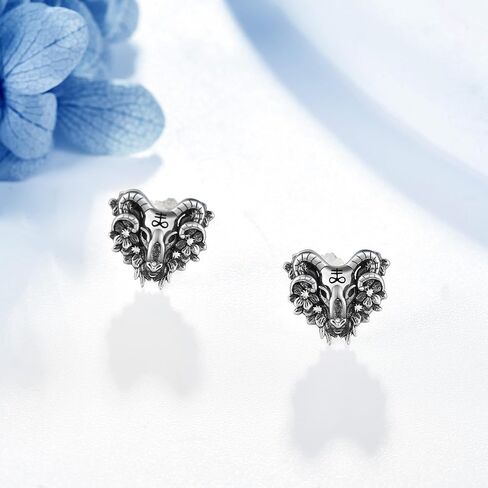 Raven/Viking/Satanic/Voodoo Doll/Bat/Skull/Anatomical Heart/Black Rose 925 Sterling Silver Gothic Earrings Goth Jewelry for Women Mom Halloween in Saudi Arabia