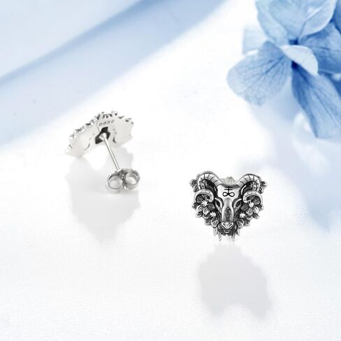 Raven/Viking/Satanic/Voodoo Doll/Bat/Skull/Anatomical Heart/Black Rose 925 Sterling Silver Gothic Earrings Goth Jewelry for Women Mom Halloween in Saudi Arabia