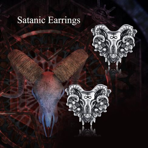 Raven/Viking/Satanic/Voodoo Doll/Bat/Skull/Anatomical Heart/Black Rose 925 Sterling Silver Gothic Earrings Goth Jewelry for Women Mom Halloween in Saudi Arabia