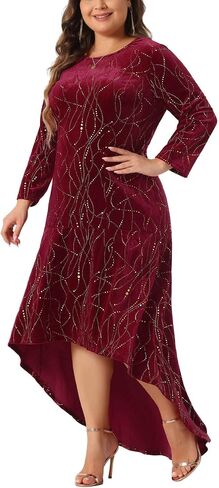 Agnes Orinda Plus Size Dresses for Women 3/4 Sleeves Mermaid High Low Hem Maxi Velvet Formal Dress in Saudi Arabia