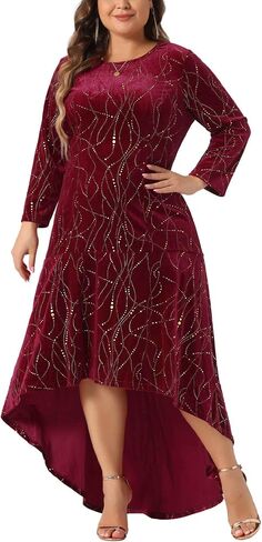 Agnes Orinda Plus Size Dresses for Women 3/4 Sleeves Mermaid High Low Hem Maxi Velvet Formal Dress in Saudi Arabia