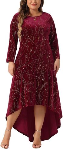 Agnes Orinda Plus Size Dresses for Women 3/4 Sleeves Mermaid High Low Hem Maxi Velvet Formal Dress in Saudi Arabia