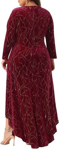 Agnes Orinda Plus Size Dresses for Women 3/4 Sleeves Mermaid High Low Hem Maxi Velvet Formal Dress in Saudi Arabia