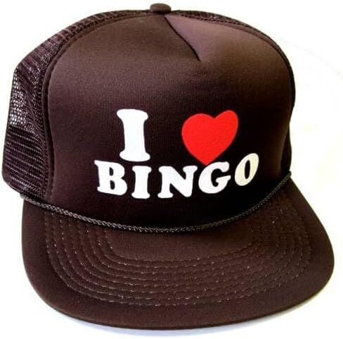 I Love Bingo Snapback Mesh Trucker Hat, Throwback Retro Adjustable Baseball Cap Assorted Colors (Pack of 1) Red/Blue in Saudi Arabia