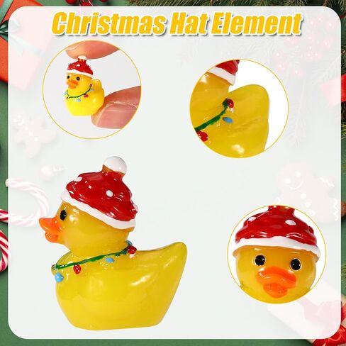 50pcs Christmas Resin Ducks with Santa Hat, Christmas Light Ducks Tiny Duck Set Micro Landscape Duck Miniature Garden Decor for Christmas Stocking Filler Garden Micro Ornament in Saudi Arabia