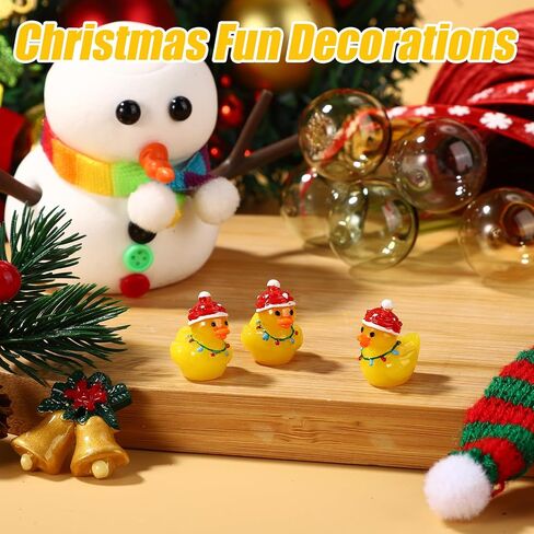 50pcs Christmas Resin Ducks with Santa Hat, Christmas Light Ducks Tiny Duck Set Micro Landscape Duck Miniature Garden Decor for Christmas Stocking Filler Garden Micro Ornament in Saudi Arabia