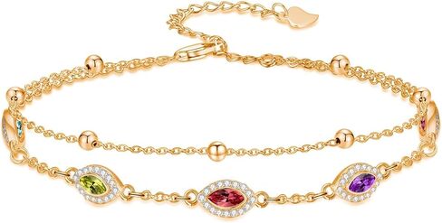 Evil Eye Birthstone Charm Link Bracelet 925 Sterling Silver Evil Eye Bracelet with 12 Months Birthstone Birthday Jewelry Gifts for Women Mom Her,Chain Length 7"+2" Extend in Kuwait