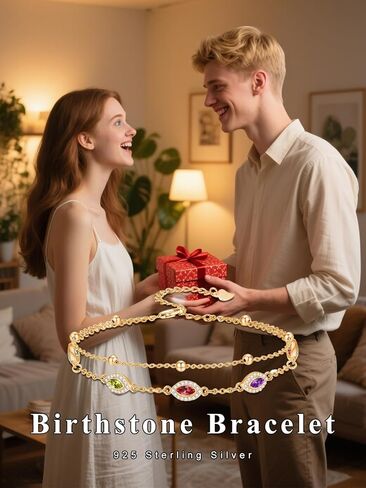 Evil Eye Birthstone Charm Link Bracelet 925 Sterling Silver Evil Eye Bracelet with 12 Months Birthstone Birthday Jewelry Gifts for Women Mom Her,Chain Length 7"+2" Extend in Kuwait