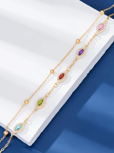 Evil Eye Birthstone Charm Link Bracelet 925 Sterling Silver Evil Eye Bracelet with 12 Months Birthstone Birthday Jewelry Gifts for Women Mom Her,Chain Length 7"+2" Extend in Kuwait