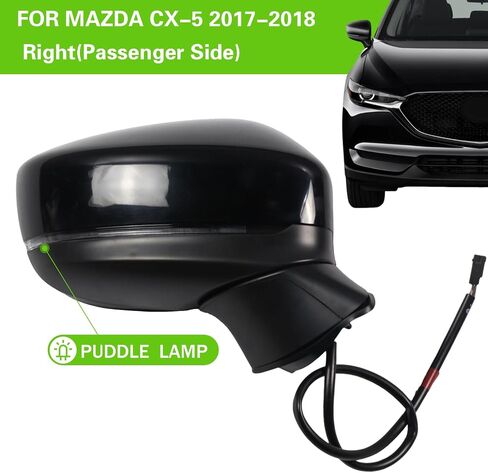 Side Mirror for MAZDA CX-5 2017-2022 Car Door Mirror Fits for MAZDA CX-5 2017-2022 Right Passenger Side | Power |Lamp|BSM |MA1321198| BLACK (RH)-6 Wires in Saudi Arabia